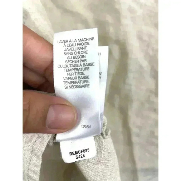 Liz Claiborne Beige 3/4 Sleeve Blouse MEDIUM 100% Linen Crochet - Picture 11 of 11